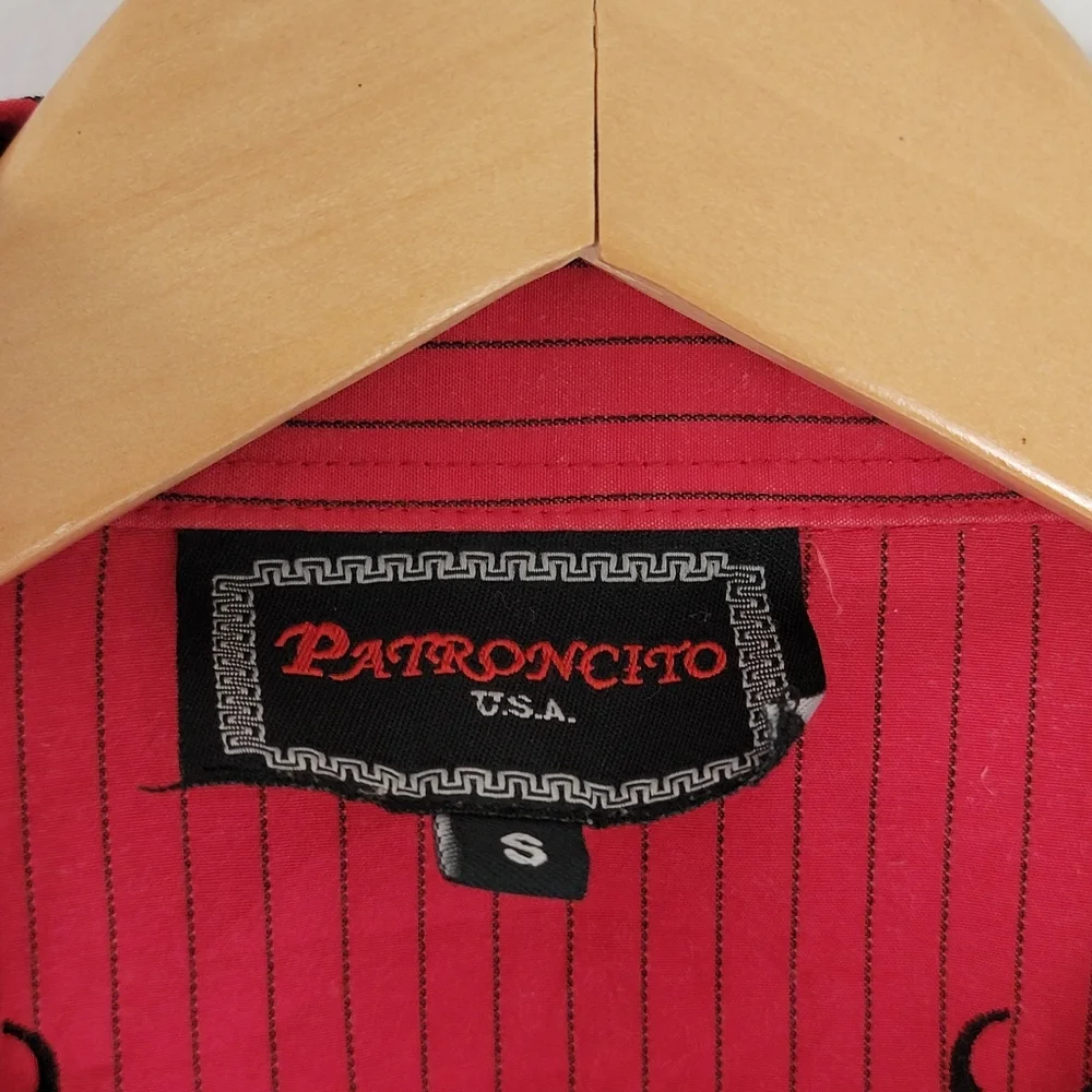 PatronCito Shirts Mens S Red  Pearl Snap Western Embroidered Charro Cowboy